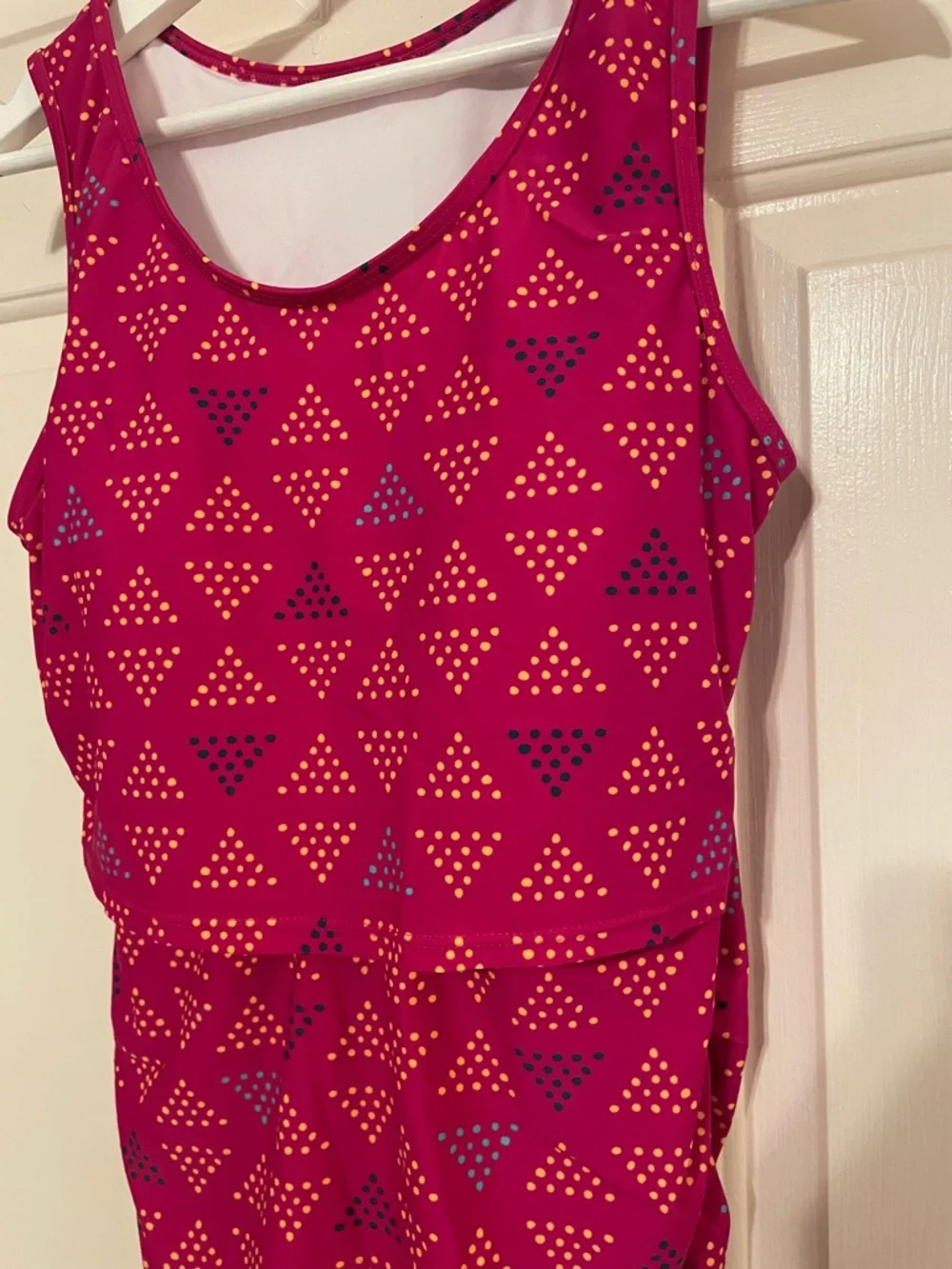 Latched Mama Pink & Purple Triangle Print Tankini Swim Set